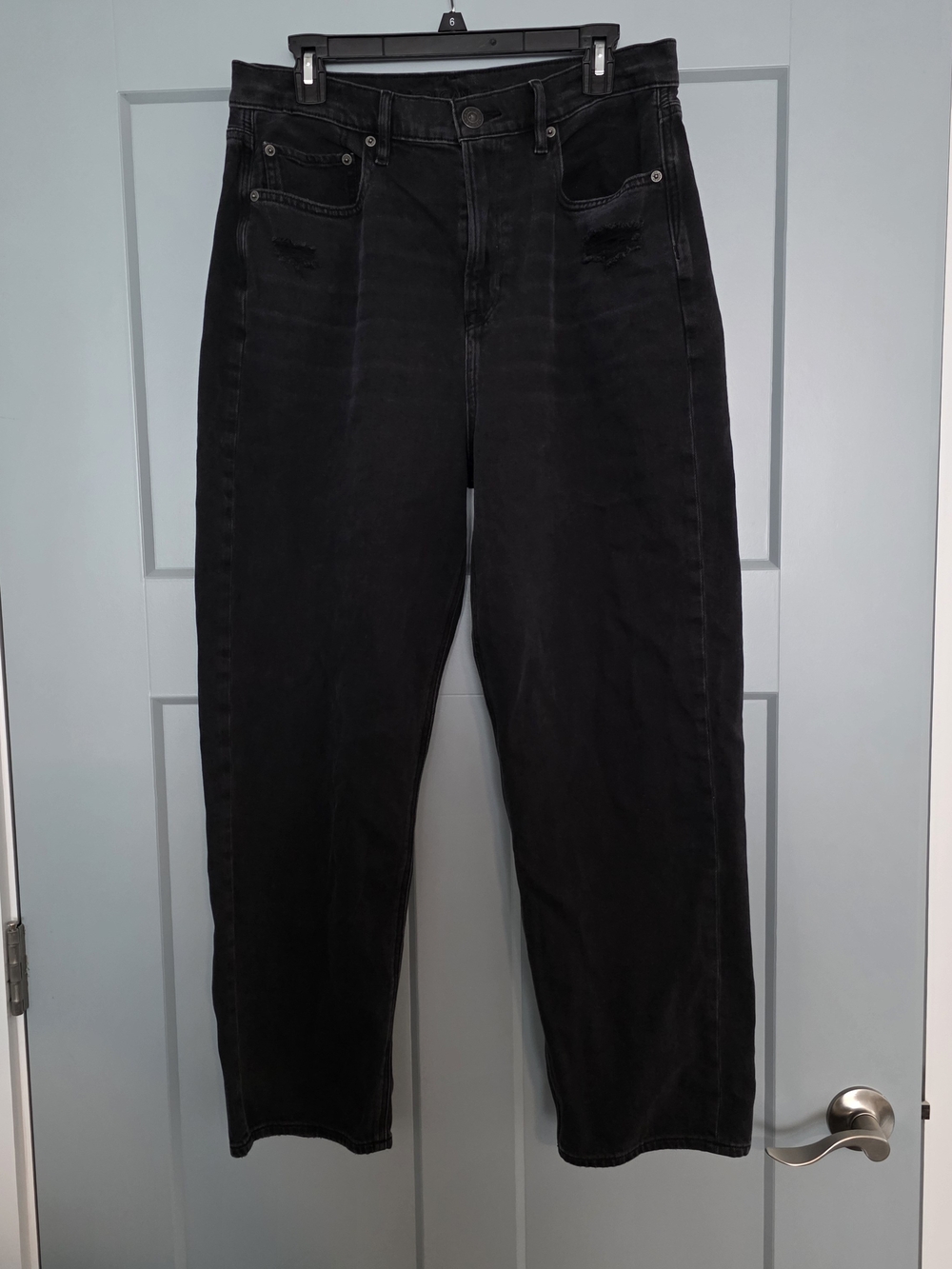 American Eagle 90s Boyfriend Jeans Black Distressed Highest Rise Size 14